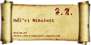 Hári Nikolett névjegykártya