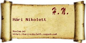 Hári Nikolett névjegykártya